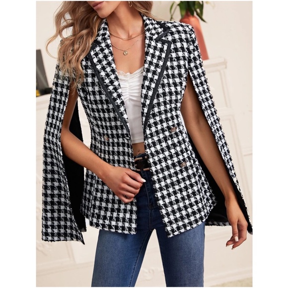 BellanBlue Jackets & Blazers - Classic Plaid Button up Cape Blazer